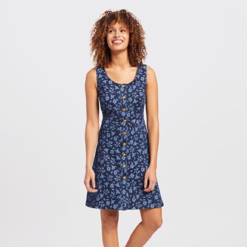 Draper James Floral Button Front Denim Dress
